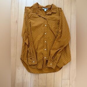 Old Navy Mustard Polka Dot Button Down Shirt